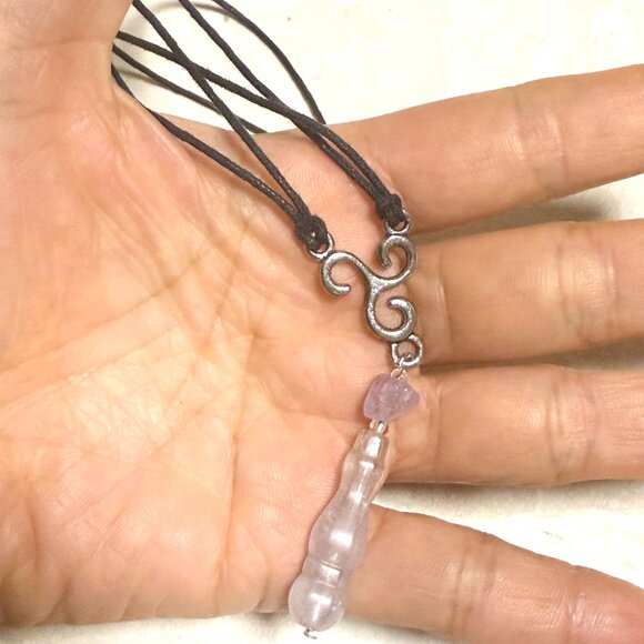 2/$20, Pale Purple Amethyst Lariat Cord Necklace, Genuine Gemstone Necklace - Picture 9 of 10